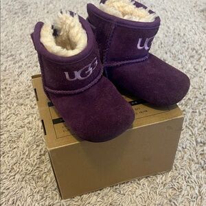 UGG Plum Baby Booties with Cream Lining